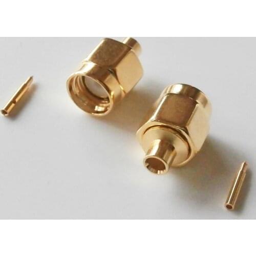1X Pcs Connector SMA Male plug Solder For Semi-Rigid RG405 0.086" Cable Coax Jack Brass GOLD Plated Straight RF Adapters
