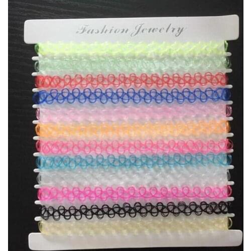 12pcs/pack Vintage Stretch Tattoo Choker Necklaces Women Girls Elastic Bohemia Charm Punk Retro Gothic Pendants Necklace Collier