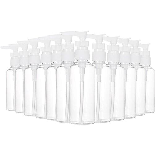 12 Pack 3.4Oz/100Ml Transparent Travel Bottles Pump Bottle Lotion Dispenser Bottle For Water, Massage Oil, Shampoo