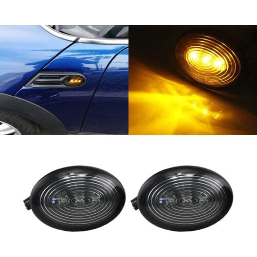 2x LED Side Marker Lights For BMW Mini Cooper R56 LED Side Turn Signal Lamp Car Turning Light For Mini R56 smoked Amber