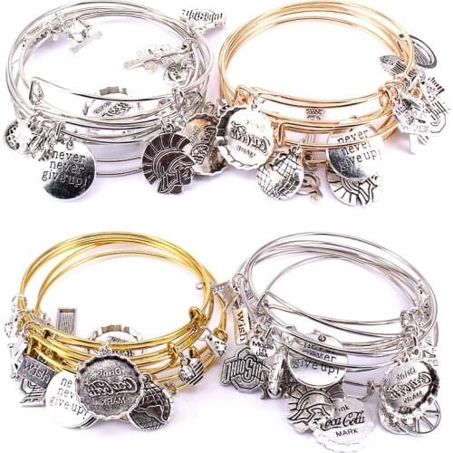 5pcs Bangle Set 4 Colors Available Bracelets for Women Girls Jewllery Mixed Styles Expandable Charm Bracelets C036