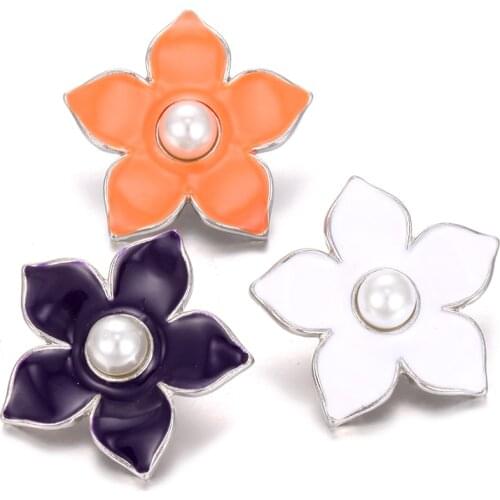 6pcs/lot New Snap Jewelry 18mm Flower Snap Buttons Fit Snap Bracelets for Women DIY Interchangeable Snaps Jewelry