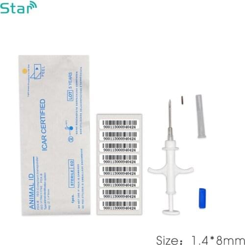 80pcs LF 1.4*8mm Veterinary Transponder Syringe Animal Microchip Rfid Implant Injector
