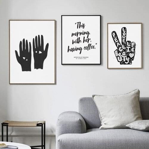Abstract Palm Eyes Wall Art Canvas Painting Peace Love Quotes Poster Nordic Minimalist Wall Pictures For Living Room Home Decor