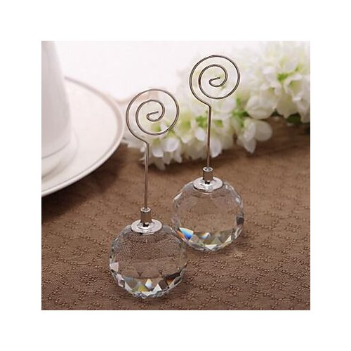 Free Shipping 10pcs/lot Round-shape Crystal Holder For Place Card/ Name Card In Party Decoration