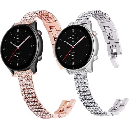 20mm 22mm Diamond Strap For Huami Amazfit GTR 2 47mm 42mm Bracelet Jewelry Band Amazfit Stratos 3 GTS 2e Bip S Womens Wristband