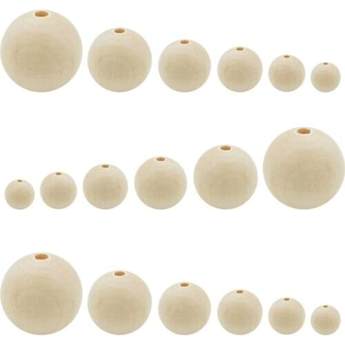 Julie Wang 8-20mm Unfinished Wooden Beads Natural Ball Round Wood Spacer Bead For Necklace Bracelet Jewelry Making Accessory