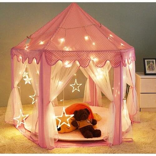 Indoor Tipi Childrens Toy Tents for Kids Game Castle Play Tent House Wigwam Room Toys for 0-14 Years Baby