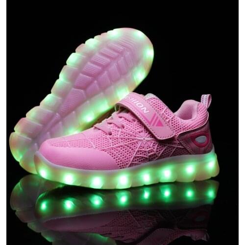 Children Boys Girls Luminous Shoes Sneakers Kids Glowing Shoes USB Charging Basket Led Children Light Up Shoes 26-37 Size