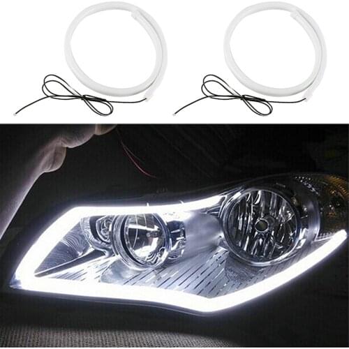 2x DRL 60cm Car Styling LED Daytime Running Light Accessories Flexible Brake Guide Strip Headlight Auto Day Time Flowing Lamps