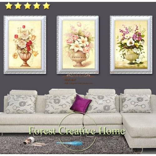 European classic home decor floral oil painting art 3 pcs printing flower wall picture canvas classic realistic art oil painting