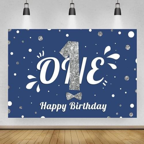 Boy First Birthday Backdrop Blue Diamond Glitter One Cake Smash Photography Background Baby 1st Birthday Party Decoration