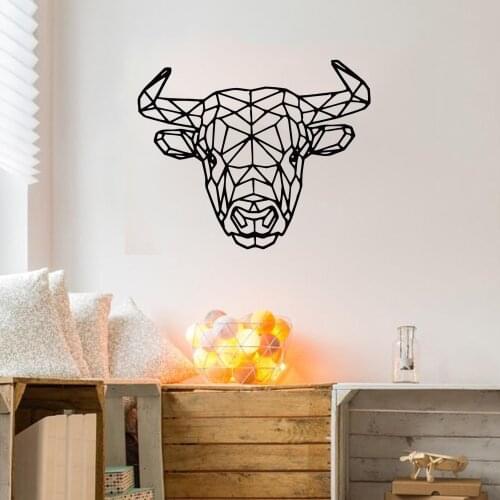 Geometric Cow Pattern Wall Sticker Bull Animals Vinyl Wall Decals Bedroom Home Decoration Accessories For Living Room A521