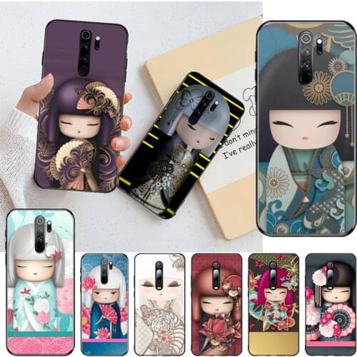 Kawaii Japanese Kokeshi doll DIY Painted Bling Phone Case for Redmi Note 8 8A 8T 7 6 6A 5 5A 4 4X 4A Go Pro