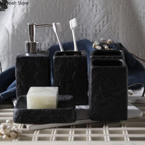 Bathroom Accessories Imitation Stone Ceramic Mouthwash Cup Soap Dish Lotion Bottle Decoration Household Bathroom Supplies