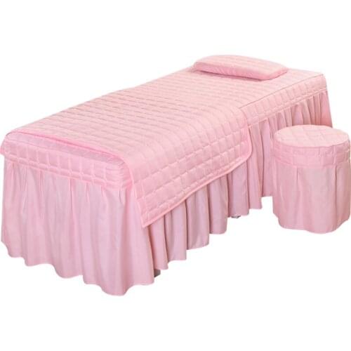 Summer 4pcs High Quality Plaid Beauty Salon Bedding Sets Massage Spa Bed Linens Bedspread Pillowcase Duvet Cover Set 10 colors