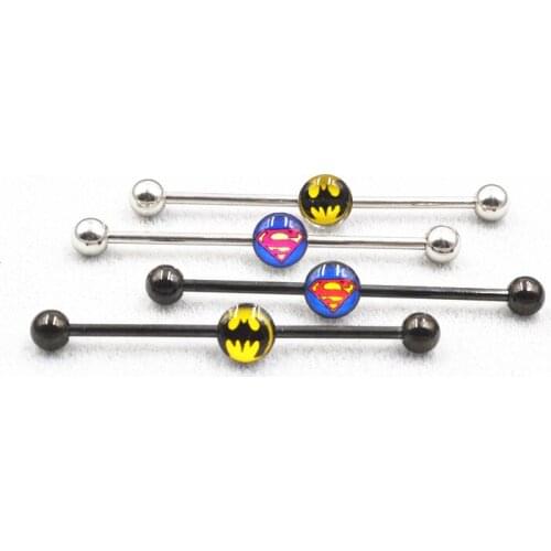 Lot50pcs Free Shippment Industrial Barbell Scaffold Ear Long Barbells Ear Piercing 14gX40mm upper Earring Body Piercing