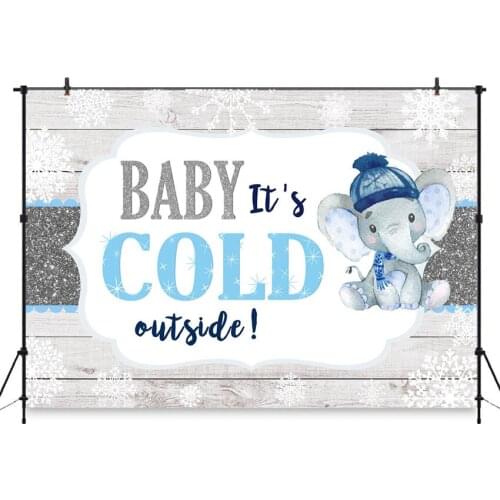 Neoback Baby Shower Backdrops Wood Style Elephant Snowflake Photographic Background Photo Sudio Props