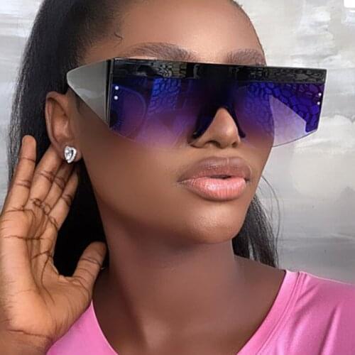 Fashion Square Sunglasses Women Vintage Oversized Gradient Sun Glasses Shades Female Luxury Designer One Piece Goggles UV400