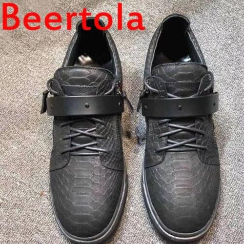 Hot Fish-Scale Pattern Loafers Buckle Decor Men Casual Shoes Dress Zipper Lace-Up Outdoor Classic Male Sneakers Tenis Masculino