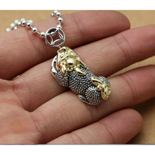 NEW 100% 925 Silver Wealth Pixiu Pendant Necklace 925 Sterling Fengshui Good Luck Pixiu Pendant Lucky Beast Amulet