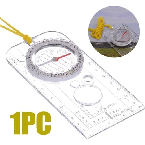 1pc Acrylic Measuring Calipers Scales Gauge Tools Multi-functional Magnifying Orienteering Compass Map Ruler Navigation Map