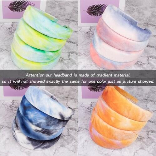 1PC Custom Fashion Fabric Hair Band Winter Tie-Dye Velvet Sponge Padded Hairband Headband For Women