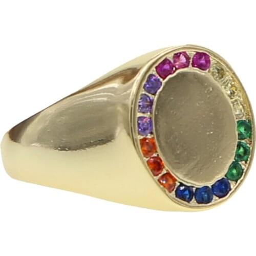 2019 new arrived jewelry engagement band ring rainbow cz paved colorful cubic zirconia Gold filled gorgeous jewelry rings