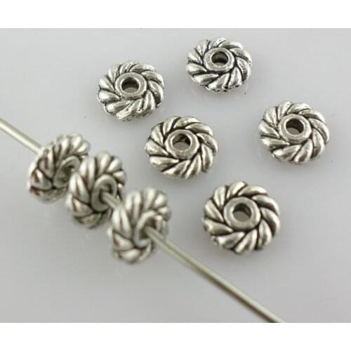 Wholesale 120pcs Tibetan Silver Tiny Daisy Flower Loose Charm Spacers Beads 6mm Findings