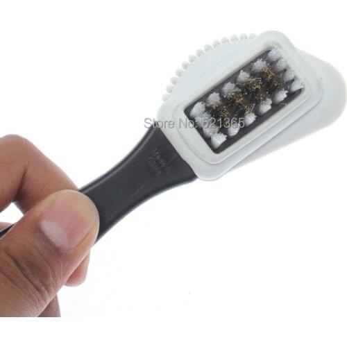 Wholesale 500pcs/lot S Shape 3 Side suede & deerskin Boot Shoes Cleaner brush