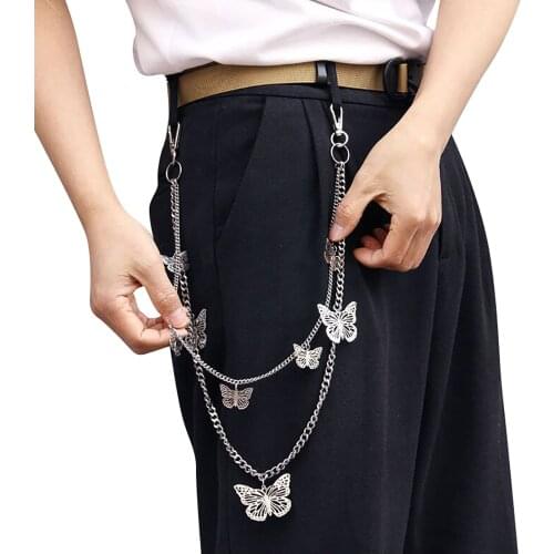 Women Belt Hot Sale High Quality Fashion Harajuku Multi Layer HipHop Butterfly Hollow Out Belt Trousers Chain For Dropshipping