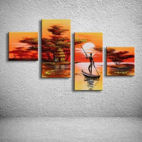 Hand painted oil paintings on canvas African landscape home decoration Modern abstract Oil Painting wall AR-001