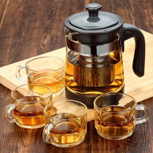 Heat-resistant Glass Bubble Tea Set Glass Slip Net five-piece Tea Set