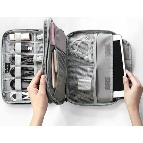 Large Capacity Data Cable Storage Bag Travel Electronics Accessories Organizer Pouch for HDD Adapter Memory Card Digital Gadgets