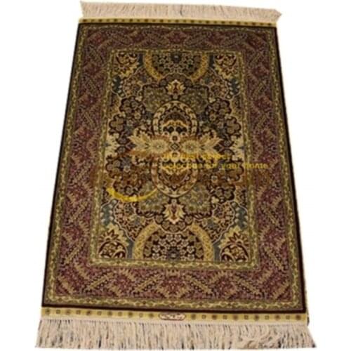Handmade Oriental Traditional Carpets Bedroom Bed Persian Floral Silk Rugs