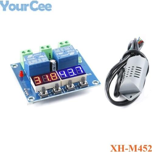 XH-M452 Temperature Humidity Control Board Module Digital Display Thermometer Hygrometer Controller Relay Module AM2301 Probe