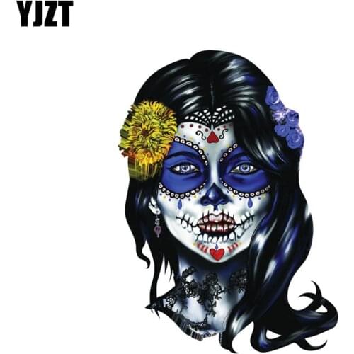 YJZT 10.3CM*14CM Accessories Decal Woman Sugar Face Skull Car Sticker PVC 6-0037
