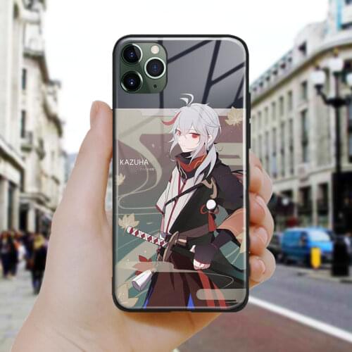 Kazuha Genshin Imapct design art Silicone Glass Phone Case Cover Shell For iPhone SE 6 6s 7 8 Plus X XR XS 11 12 Mini Pro Max