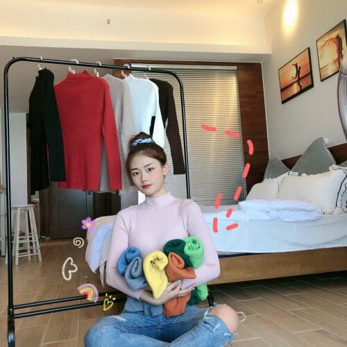 New fine-knit 2021 Spring Autumn women long sleeve Ribbed neck stretch pull sweaters korean pullover clothes clothing jumper