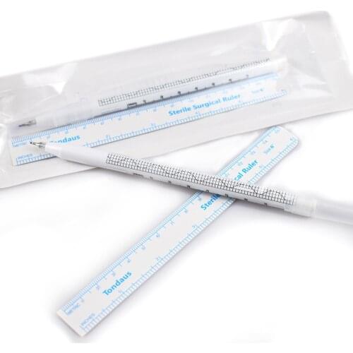 10Pcs Disposable Surgical Skin Marker Eyebrow Marker Pen Tattoo Marker Pen With Measuring Ruler Microblading Positioning Tool