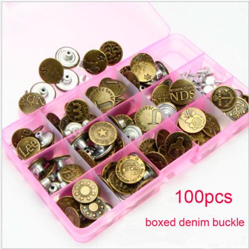 100 pcs boxed jeans buttons, metal jeans buttons, jeans buttons