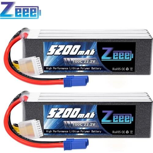 2units Zeee 22.2V 100C 5200mAh 6S Lipo Battery with EC5 Connector RC Battery for RC Car Truck Airplane Helicopter Boat
