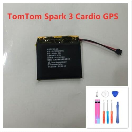 260mah TomTom spark cardio＋music 1S1P-PP332727AE TomTom Spark 3 Cardio GPS Watch Acumulator 2-wire Plug Battery+tools