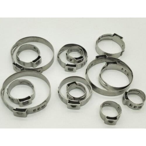 Free shipping big size for choose Pipe Clamp High Quality 6PCS Stainless Steel 304 Single Ear Hose Clamps Assortment Kit Single