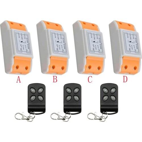 AC220V 1CH Wireless Remote Control System 3 transmitter & 4 receiver universal gate remote control /radio receiver lamp/ window