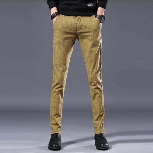 2019 Spring Autumn Slim Straight Pant Men New Fashion Men Casual Pants male Business Trousers plaid pants men