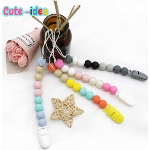 Cute-Idea 1set Silicone Pacifier Chain Baby Soft Teether Chewable Food Grade Teething BPA Free Handmade DIY Baby Product Toy