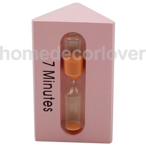 3 +5 +7 Minutes Wooden Hourglass Sand Timer Clock Kitchen Cooking Baking Sanglass Clock Pink