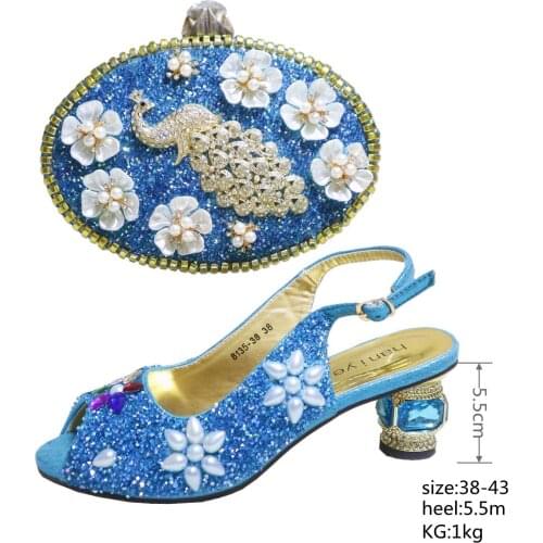Doershow beautiful new Italian Shoes With Matching Bags African Women Shoes and Bags Set For Prom Party Summer Sandal! HNY1-3