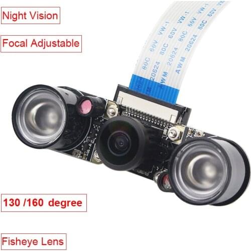 Fisheyes Raspberry Pi 4B 3B+ 3B Camera 130 160 Degree 5MP Night Vision Camera + Infrared Light Wide Angle RPI Camera